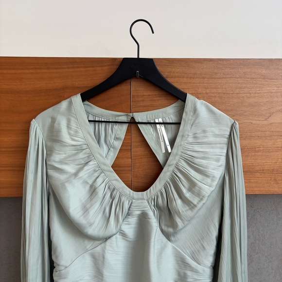 Anthropologie Blouson-Sleeve Blouse In Mint Green, Size M - Picture 3 of 16